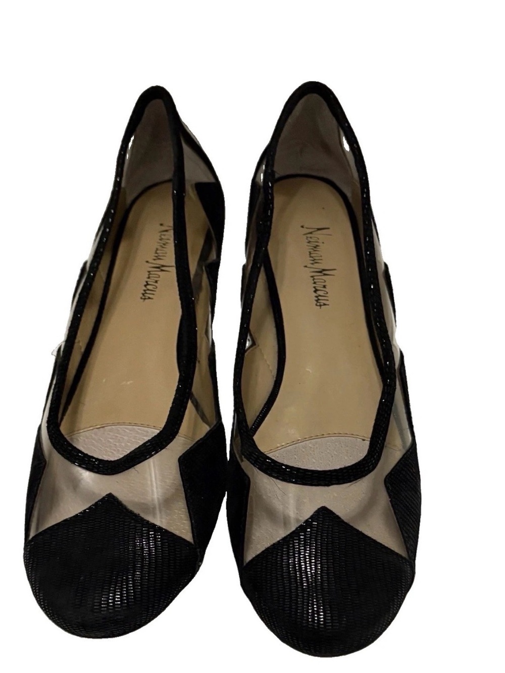 neiman marcus Black And Clear Round Toe Women’s Ballet Flats Size 7.5